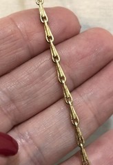 Unique Statement Gold Tone Necklace with Pendant Wood Rhinestone Dangle Boho Art