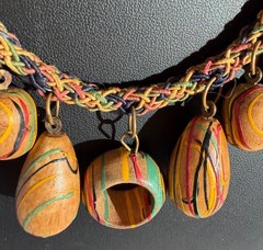 Miriam Haskell Style Vintage Painted Wood Dangles’ Necklace