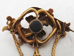 ANTIQUE 18K GOLD & TURQUOISE c.1880’s BROOCH IN FITTED CASE