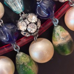 Vintage Waterfall Collar Necklace Multi-strand Faux Pearl Glass Bead Rhinestone