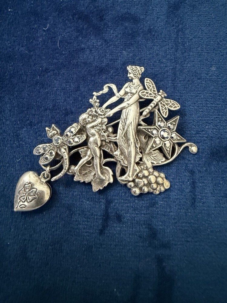 Dull Silver and Marcasite Brooch Pin