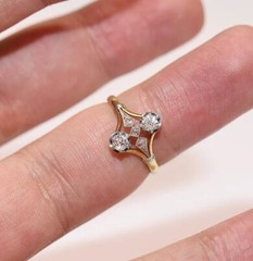 Art Deco Round Cut Lab Created Diamond 14K Yellow Gold Finish Engagement Ring