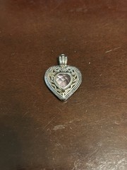 Vintage Sterling Silver Interchangeable Amethyst Stone Keepsake Necklace Pend
