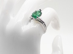 Vintage $8000 4.50ct AAA+++ Natural Pear Cut Emerald VS G Diamond Platinum Ring
