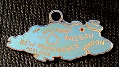 Vintage Sterling Silver ENAMELED BAHAMAS MAP #3 Bracelet Charm, 1.42g, 1 in