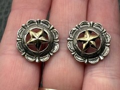 Vintage Silver And Gold Tone Star Earrings Western Southwestern Concho Style