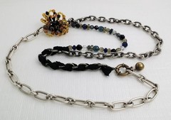 Vintage Authentic Signed Lanvin Silver Tone Crystal Asymmetrical Necklace