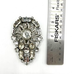 Vintage Eisenberg Original Signed Clear Rhinestone Dress Clip Art Deco Pot Metal