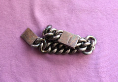 Vtg Sterling Silver Chain Curb Link Bracelet 116.8 g 7.75″ L 5/8″ wide