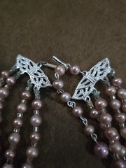 Vintage multi-strand necklace featuring both lavender pearls and amethyst chips
