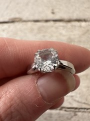 Art Deco 40s Sterling And Spinel Stone Ring Size 5 Wedding Band