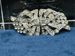 Duette Rhinestone Dress Clip Brooch Art Deco Vintage Convertible Pin 1.25” X 1”