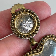Vintage Heart Earrings Mixed Metal Gold Silver Tone Clip On Statement Elegante
