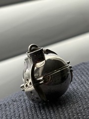 Vintage Mexico 925 Sterling Silver Folding Orb Photo Locket Pendant Sphere