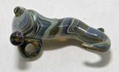 Vintage Swirled Art Blown Glass Seahorse Pendant Jewelry 1-3/4” X 1-1/4”