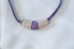 Vintage 90’s set of purple acrylic enamel necklace and earrings
