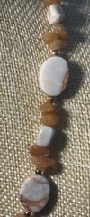 VTG Polished Quartz Agate Stone Gemstone Necklace 20” Toggle Clasp Copper Accent