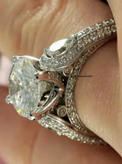 Art Deco Style 3.55Ct Lab Created Diamond Engagement 14K White Gold Finish Ring