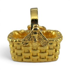 Gold Vermeil Sterling Silver Bee Meadow Basket Charm for Bracelet Brown County
