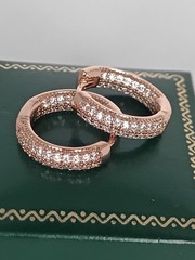 Vintage 1990-s 14 Ct Rolled Gold Large Solid Zircons Earrings-Hallmarked 585 RG