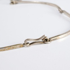 Vintage Modernist Nickel Silver Shell Festoon Necklace Mexico Taxco Style