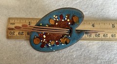 Huge Vintage Matisse Enamel & Copper Artist Palette Brooch Pin W/Brushes