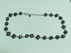 Peacock Baroque Pearls Necklace Dark Purple/Blue/Grey-Vtg 17.75″Sterling Silver