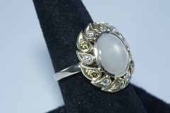 Antique 14K Yellow Gold WHITE STAR SAPPHIRE Ring w/ Yellow & Gold Diamonds $8000