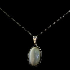 Moody Vintage White Cat’s Eye Moonstone Pendant Necklace—Milky Shimmer Effect