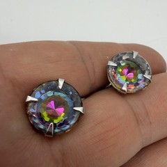 Vintage Sarah Coventry Watermelon Rivoli Clip On Earrings Rare