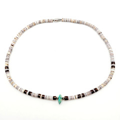 Southwestern USA Heishi Olive Shell Turquoise Stone Center Handcrafted Necklace