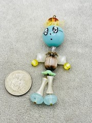 Vintage Articulated Bead Doll Pendant Moonglow Lucite Folk Art Charm Whimsical