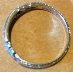 Platinum art deco ring 1933 diamonds .14ct tw single cut type in 2 rows.