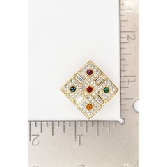 Swarovski Vintage Crystal Clip On Earrings Gold Chunky Multi-Color Signed BinBF
