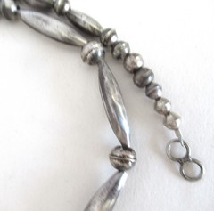 VINTAGE NAVAJO STERLING PENDANT & BENCH BEAD NECKLACE, 2 1/8 IN, 19″ NECKLACE RT