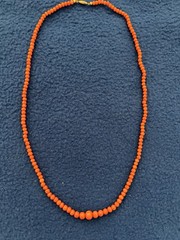 Antique Red Natural Coral Graduated Bead Necklace with 10k Barrel Clasp, 21”