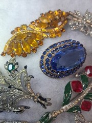 Antique Brooch Lot Crown Trifari Jewled Symphony,Czech, Alfred Philippe?? Etc