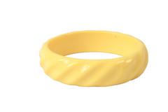Vintage Bangle Bracelet Yellow with Twists 2.5 Inches Diameter