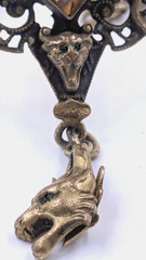 Signed GNS GEORGE STEERE Antique Art Nouveau Jewel TOPAZ GLASS Pendant Necklace