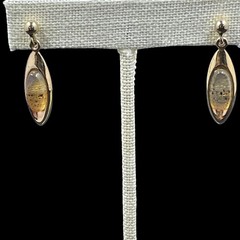 Vintage Gold Finish Oval Drop Earrings Hypoallergenic Made In USA NWT Retro