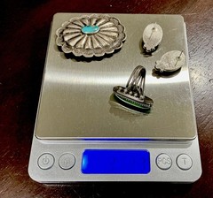 Rare STERLING SILVER & TURQUOISE OLD PAWN Native American Jewelry LOT 31.23G
