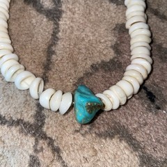Puka Shell and Turquoise Necklace Vintage