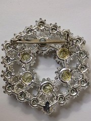 Vintage Aurora Borealis Rhinestone Silvertone Brooch