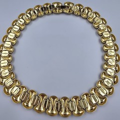 Vintage Matte Gold Necklace Chunky Linked Statement Collar