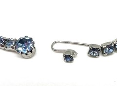 Weiss Silver Sky Blue Rhinestone Choker~Bib Adjustable Necklace(G1)