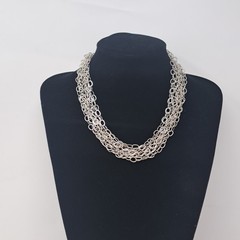 925 Sterling Silver Vintage Necklace Layered Multi Strand Statement Chain