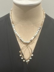 2KASPER NECKLACE LOT BEADANT TASSEL LARIAT PENDANT VINTAGE JEWELRY