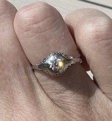 ESTATE ANTIQUE ART DECO OLD CUT DIAMOND RING 18K WHITE GOLD