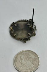Antique 3 Sisters Photo Portrait Momento Mori Mourning Art Nouveau Brass Brooch
