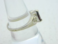 .925 Sterling Silver Almandine Garnet Clear Rhinestone Ring Size 7 Vintage